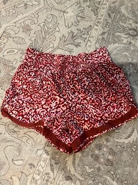Athleta Red Pink Multi-Print Athletic Shorts